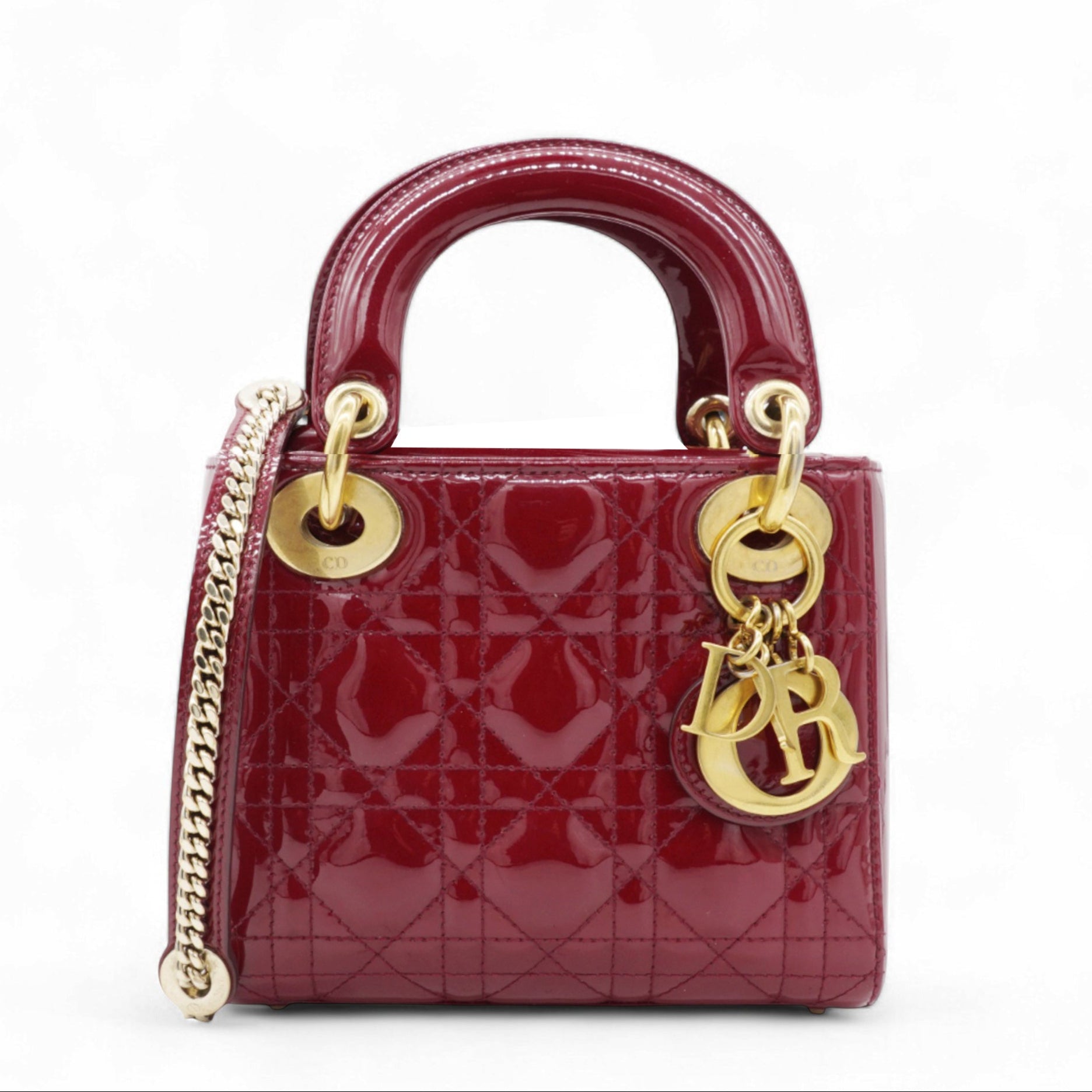 Patent Cannage Mini Lady Dior Red