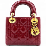 Patent Cannage Mini Lady Dior Red