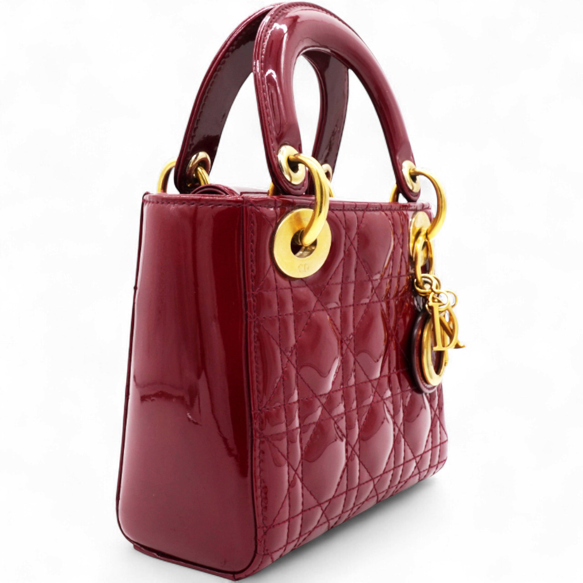 Patent Cannage Mini Lady Dior Red