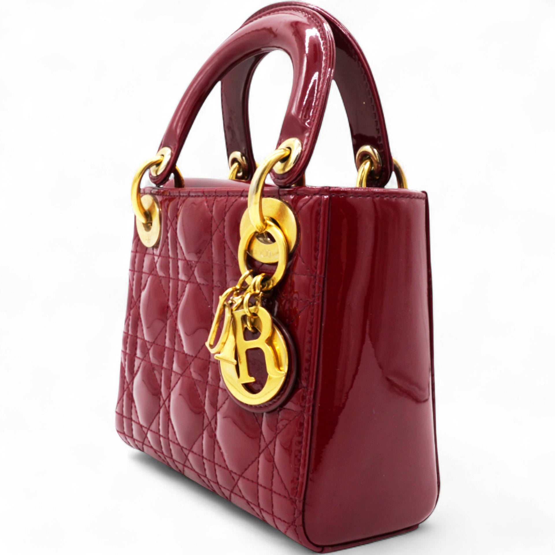 Patent Cannage Mini Lady Dior Red