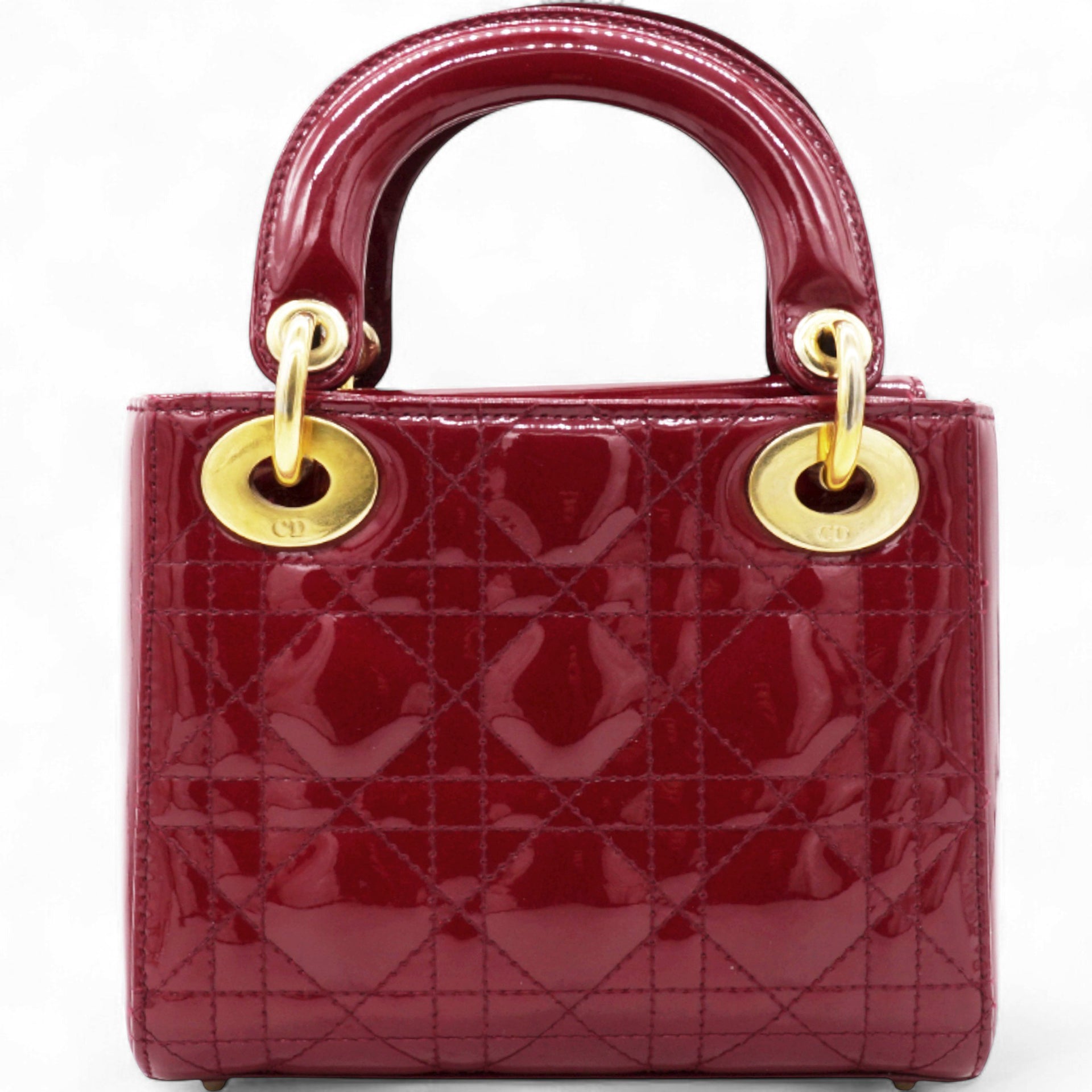 Patent Cannage Mini Lady Dior Red