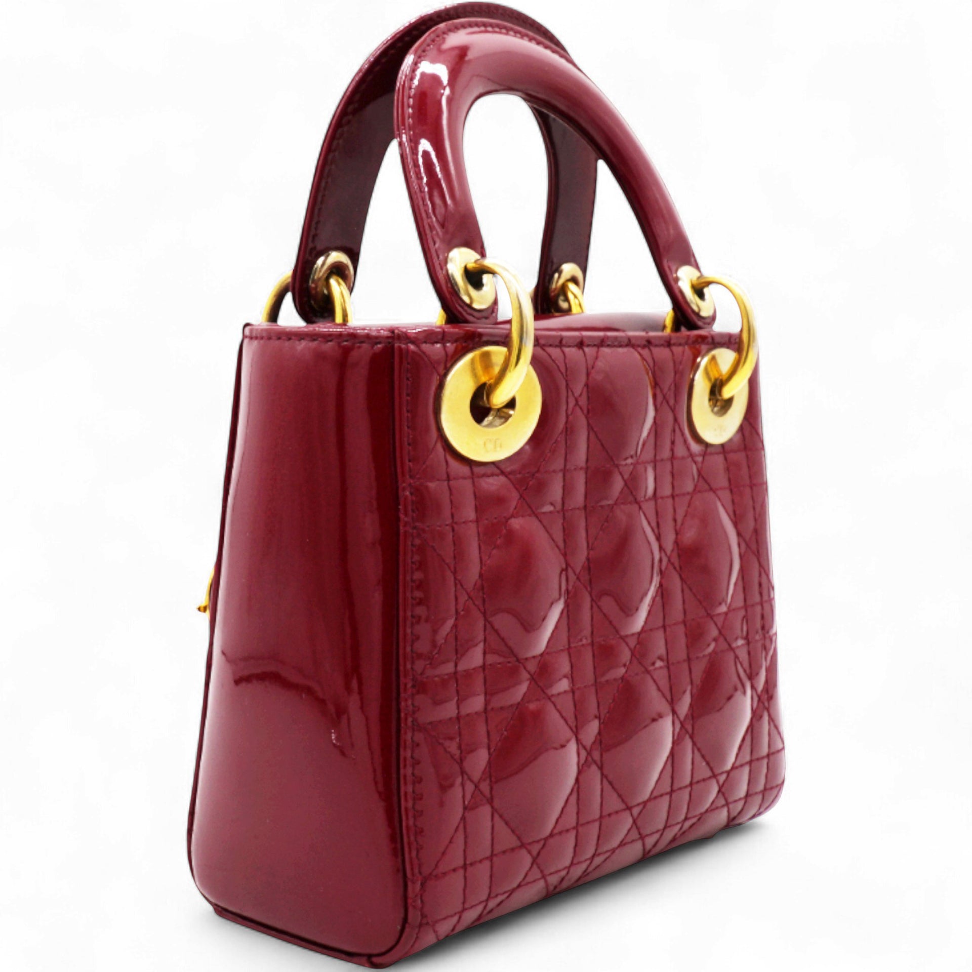 Patent Cannage Mini Lady Dior Red