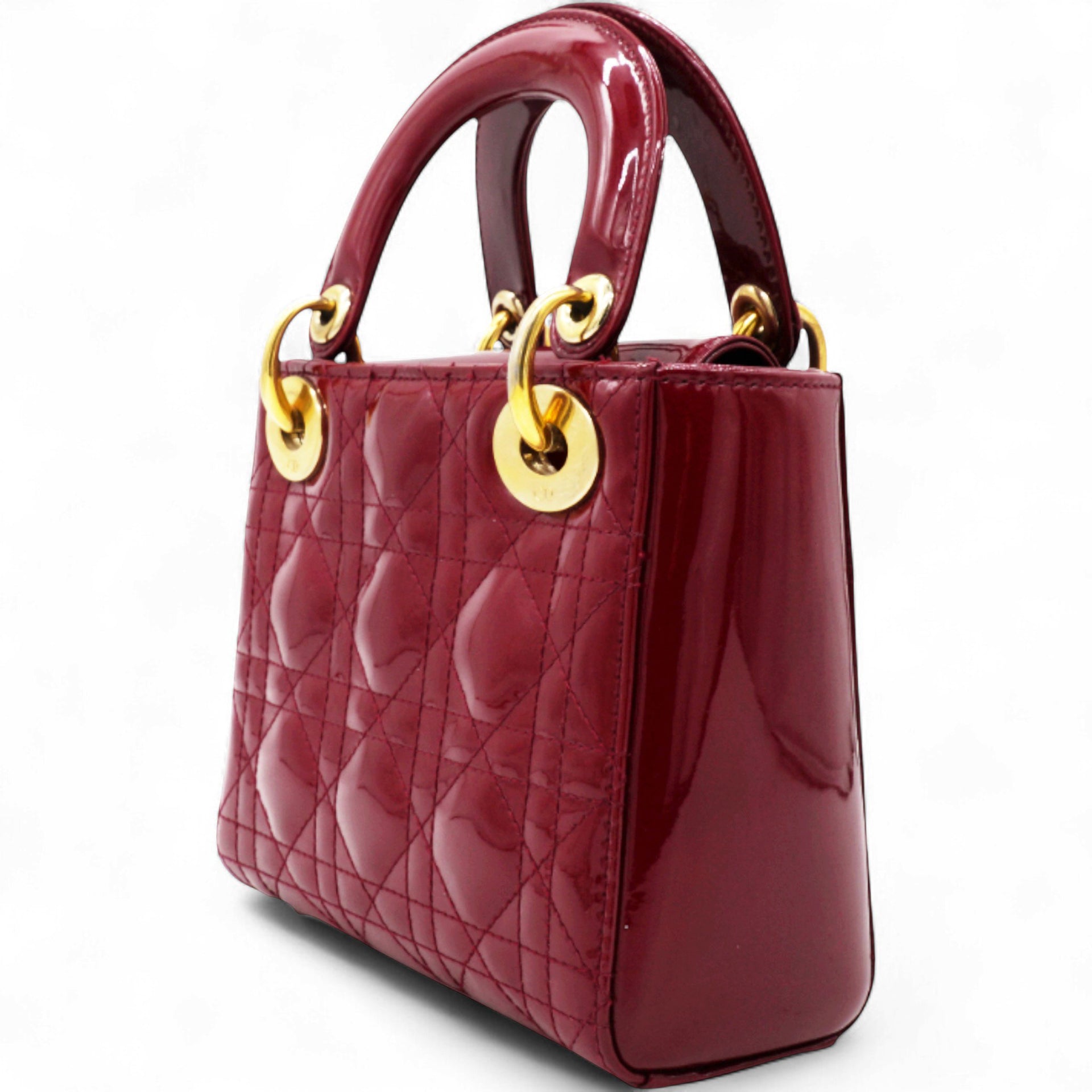 Patent Cannage Mini Lady Dior Red