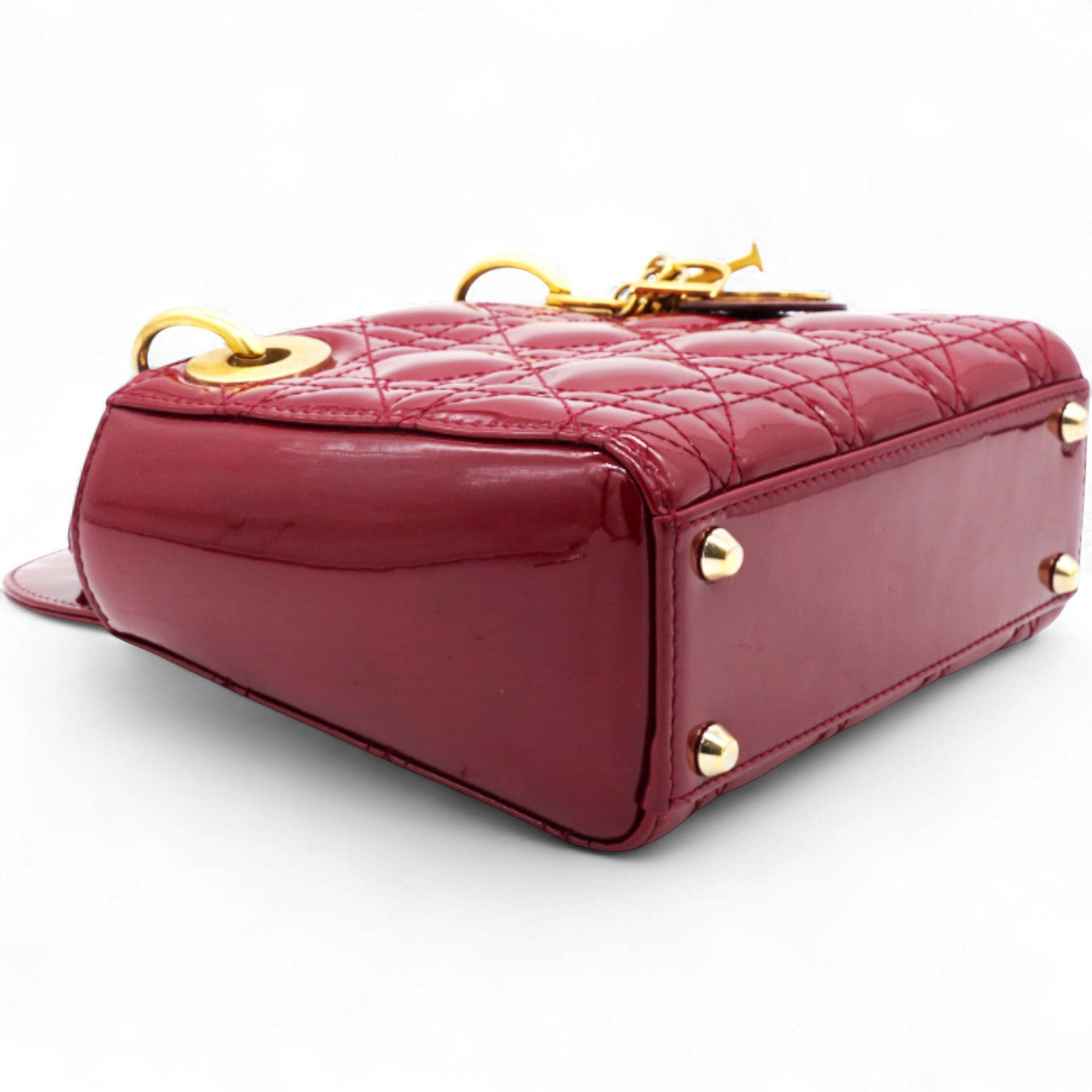 Patent Cannage Mini Lady Dior Red