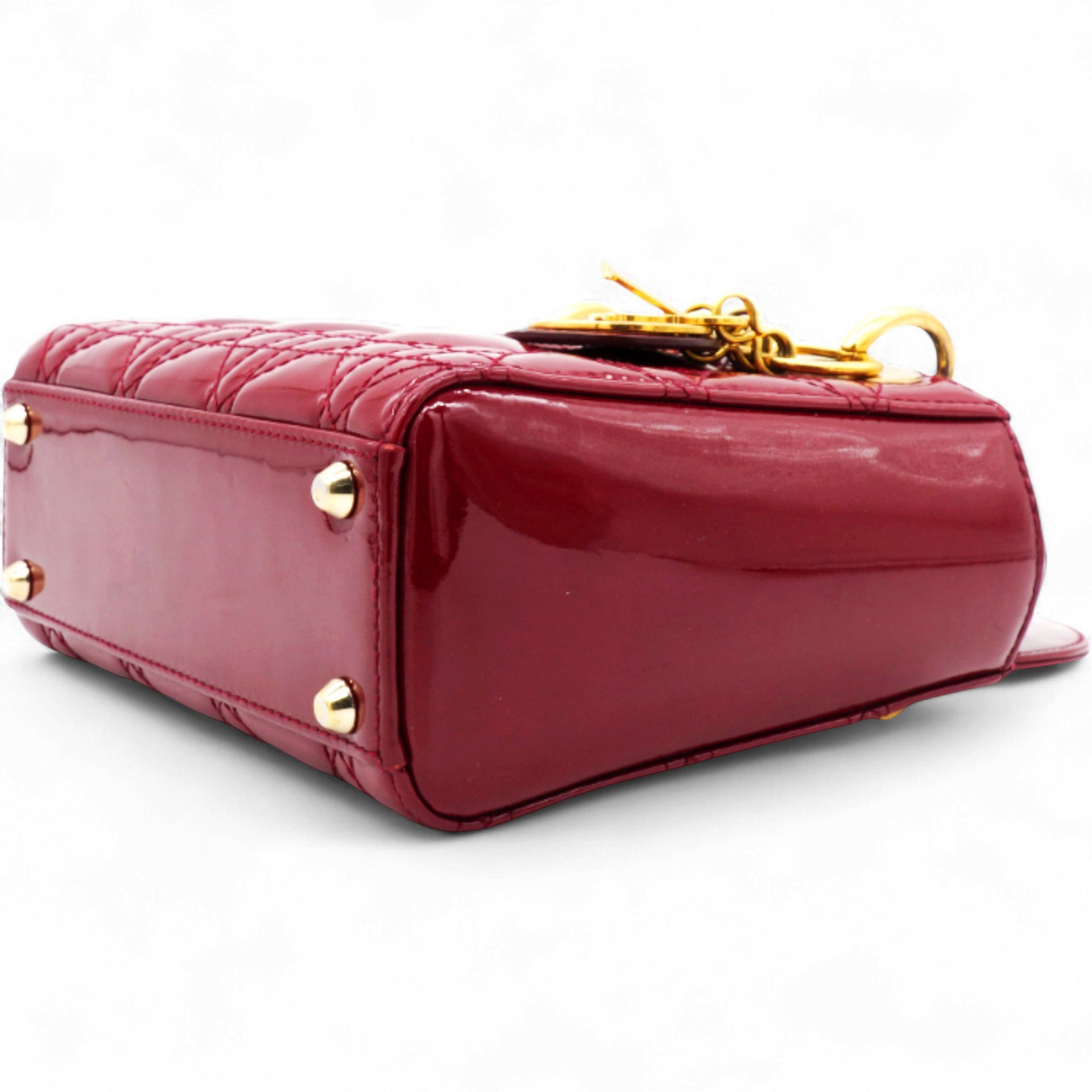 Patent Cannage Mini Lady Dior Red