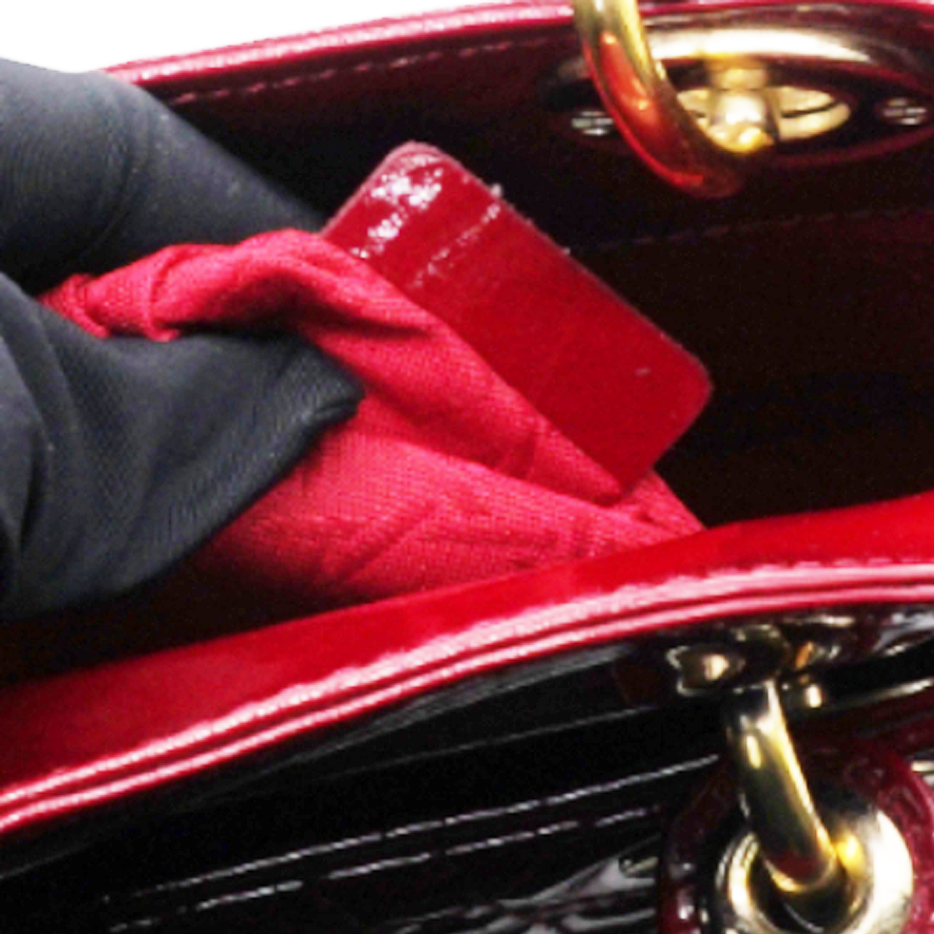 Patent Cannage Mini Lady Dior Red