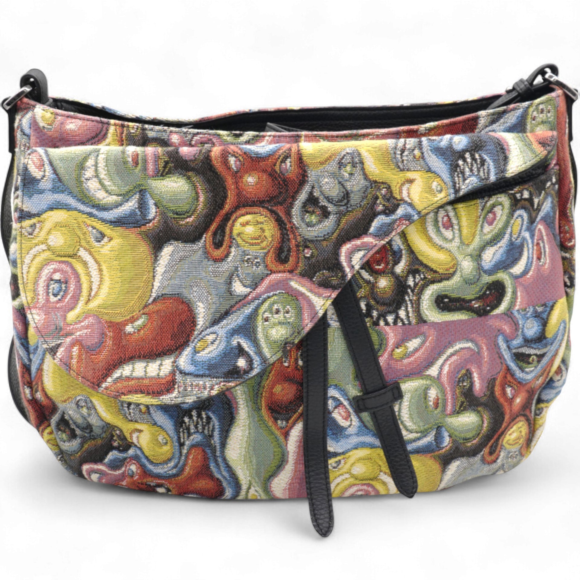 X KENNY SCHARF Jacquard Printed Soft Saddle Bag Multicolor