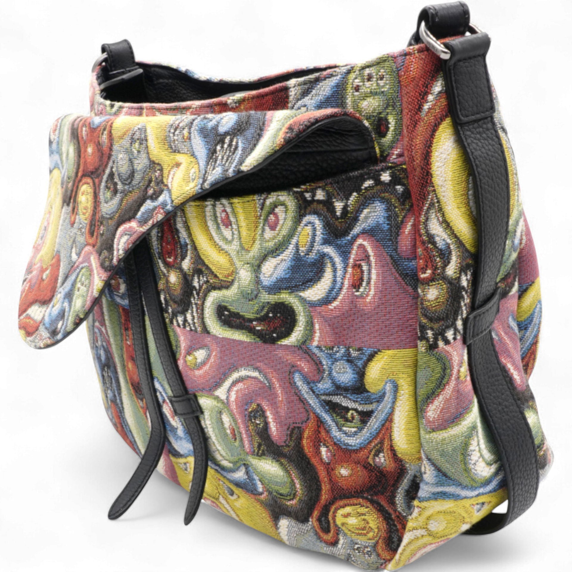 X KENNY SCHARF Jacquard Printed Soft Saddle Bag Multicolor