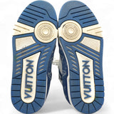 White/Blue Monogram Leather and Denim LV Trainer Sneakers Size37.5