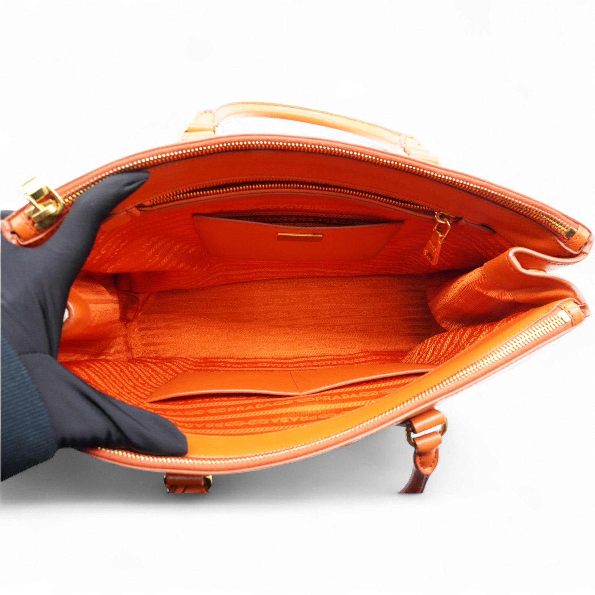 Saffiano Lux Large Tote Papaya