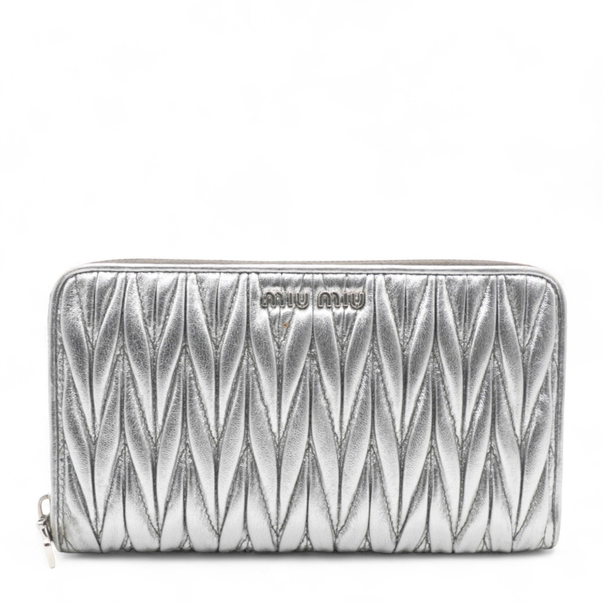 Silver Matelasse Leather Wallet