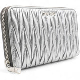 Silver Matelasse Leather Wallet