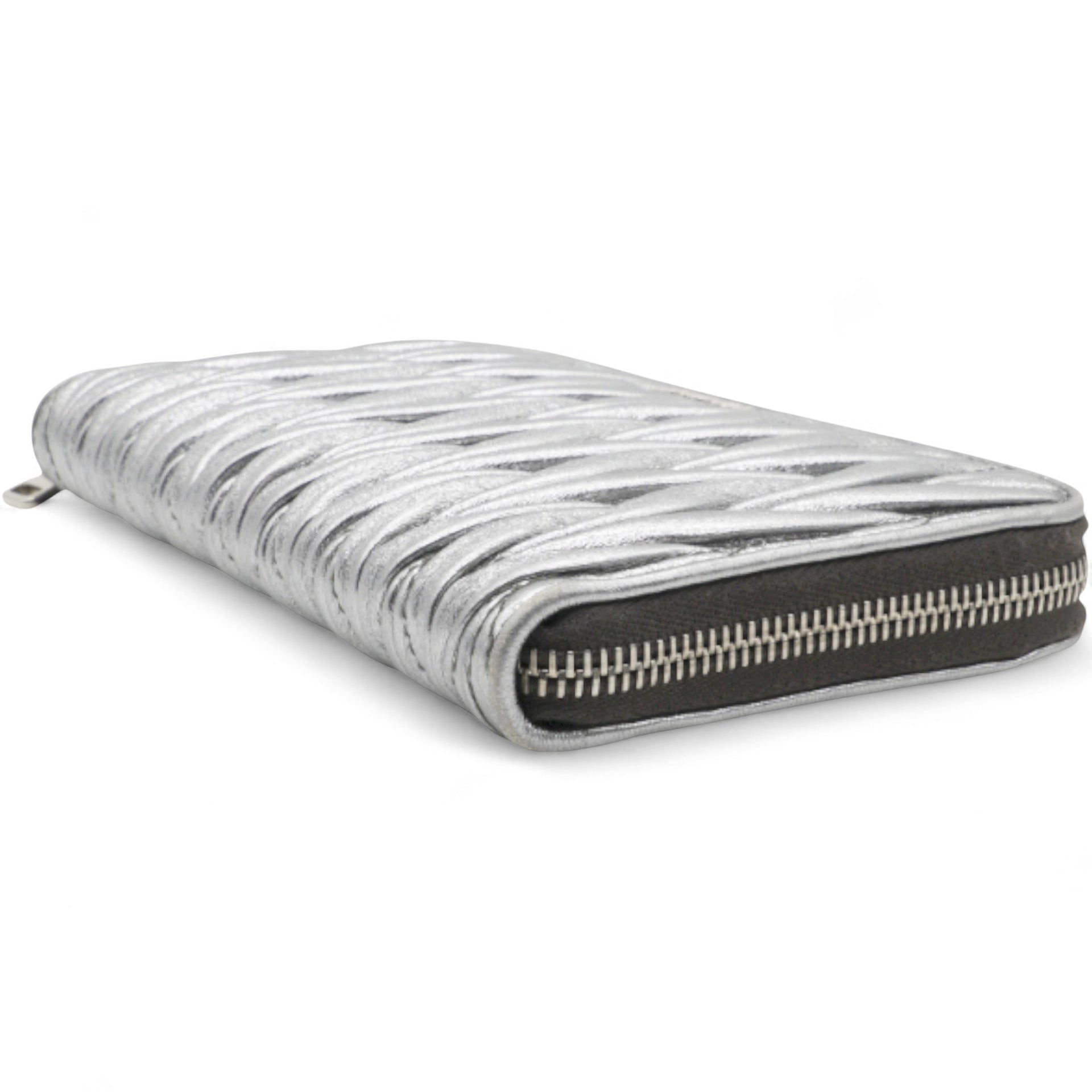 Silver Matelasse Leather Wallet