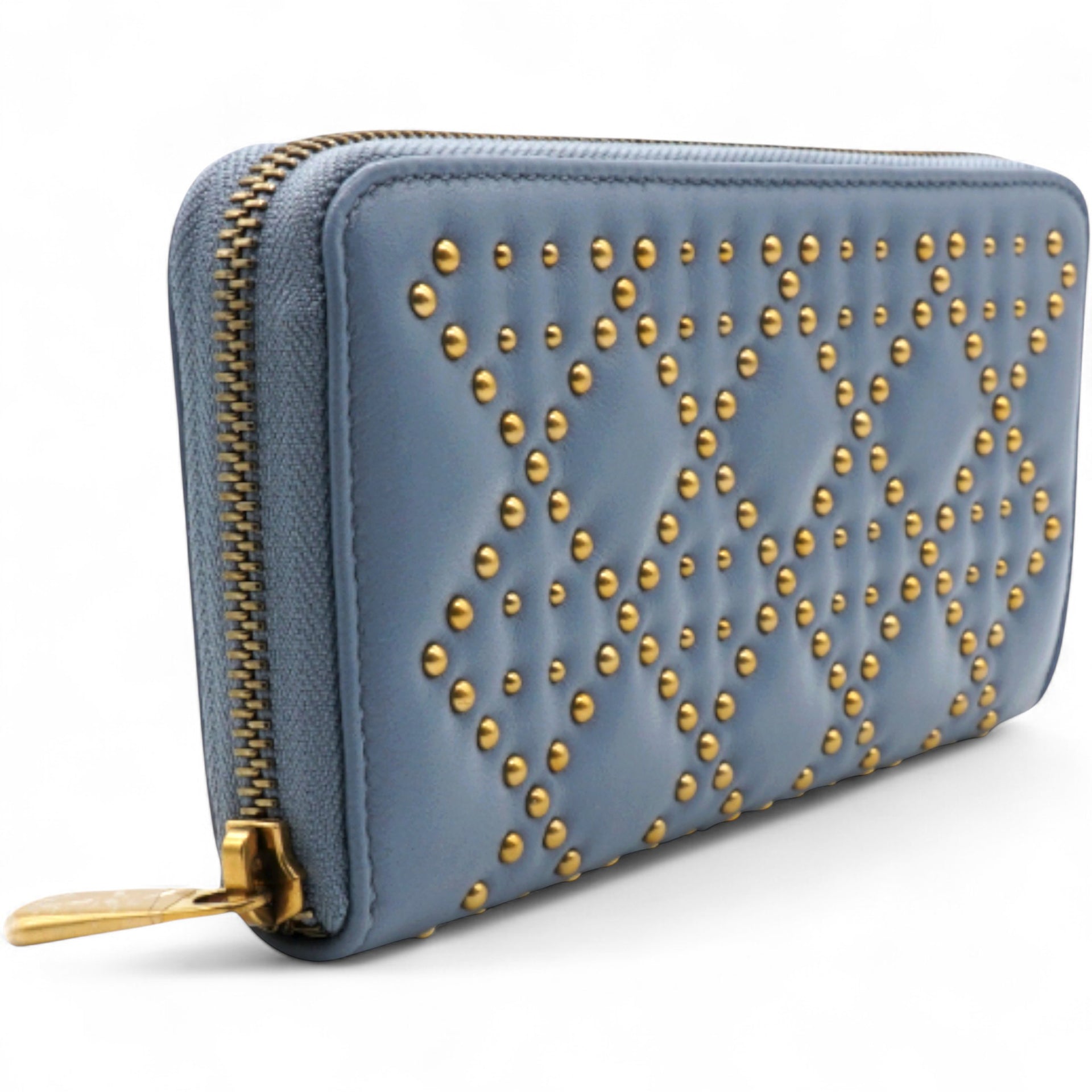 Lady Dior Studded Zip Around Wallet