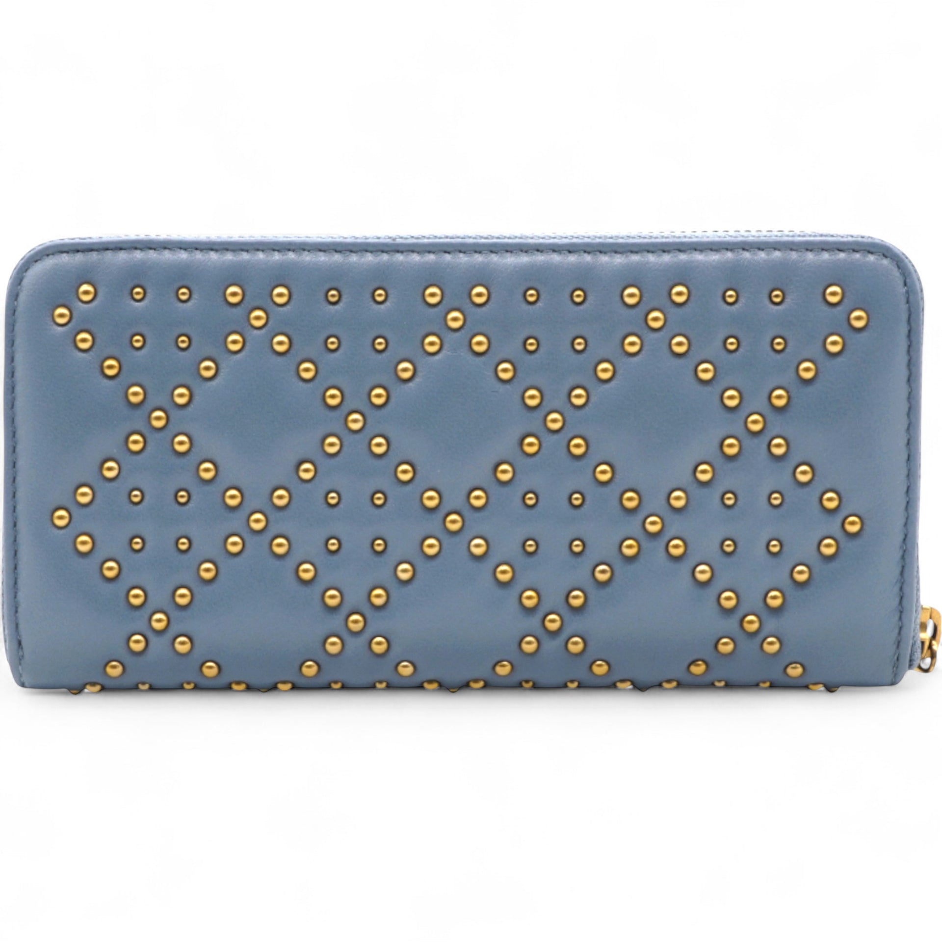 Lady Dior Studded Zip Around Wallet