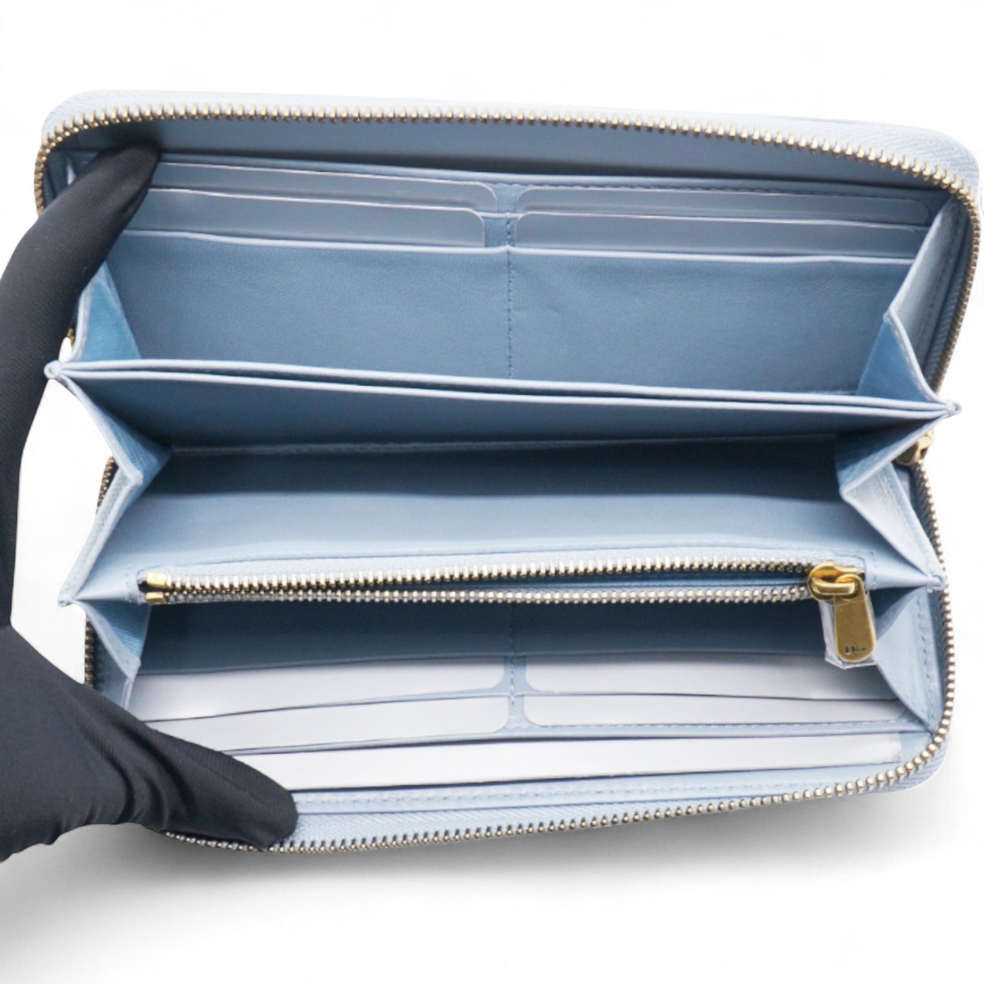 Lady Dior Studded Zip Around Wallet