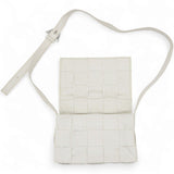 Lambskin Maxi Intrecciato Small Cassette Crossbody Bag White