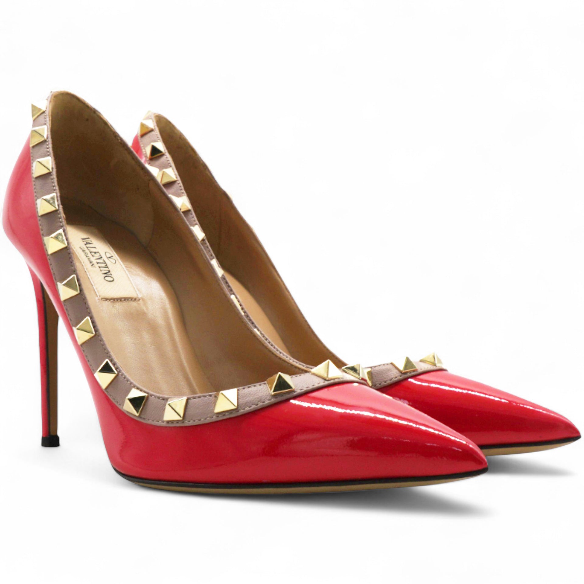 Red Patent Leather Rockstud Pumps Size36.5