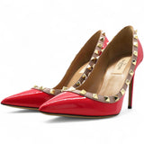 Red Patent Leather Rockstud Pumps Size36.5