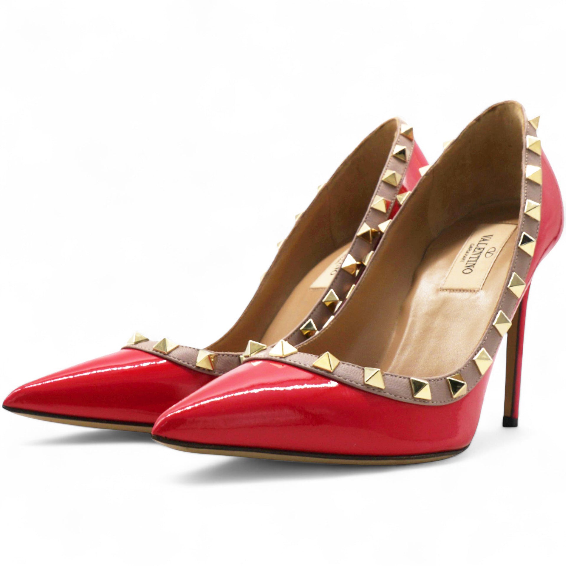 Red Patent Leather Rockstud Pumps Size36.5