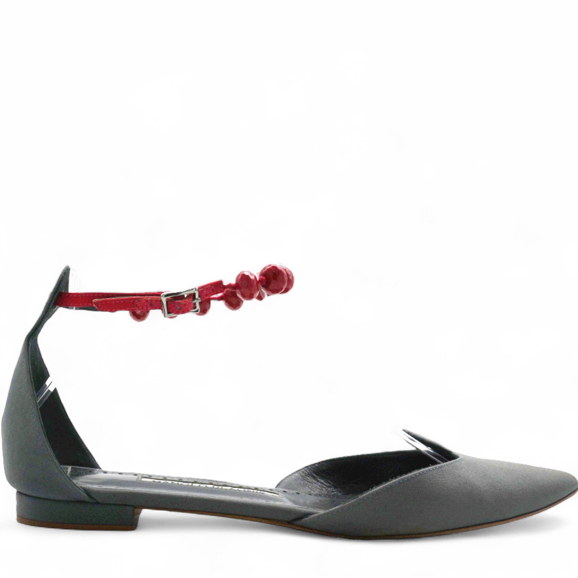 Grey Pumps with Red Embellishment Size37