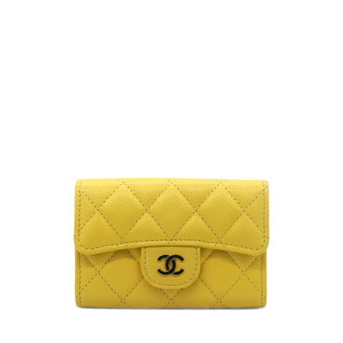Caviar Quilted Classic 4 Key Holder Wallet Yellow