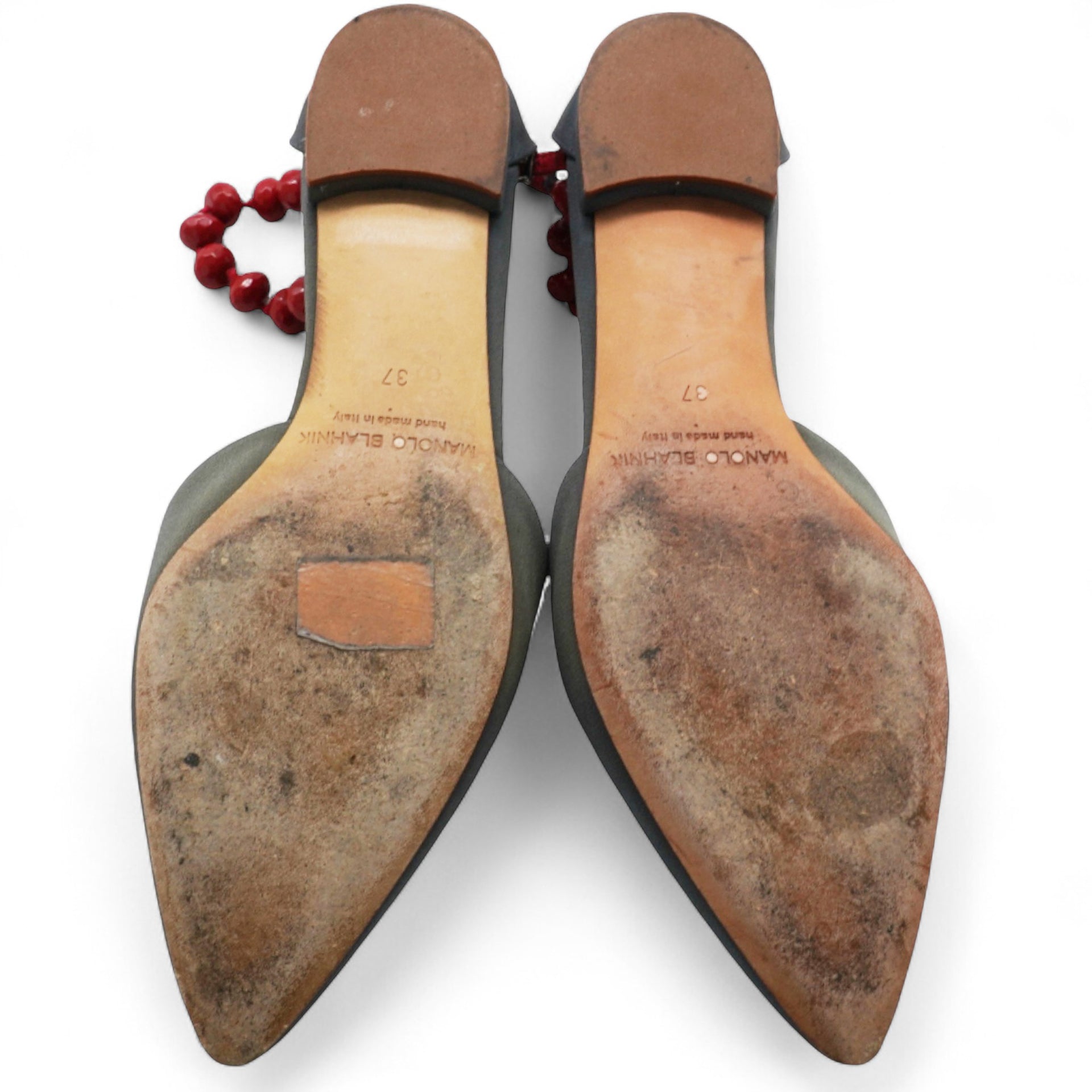Grey Pumps with Red Embellishment Size37
