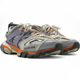 Metallic Calfskin Mesh Nylon Womens Track Sneakers Grey Lilac Size38