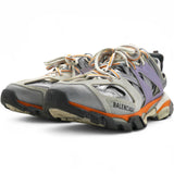 Metallic Calfskin Mesh Nylon Womens Track Sneakers Grey Lilac Size38