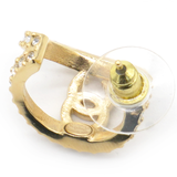 Logo CC And Gold Metal Strass Earrings Golden