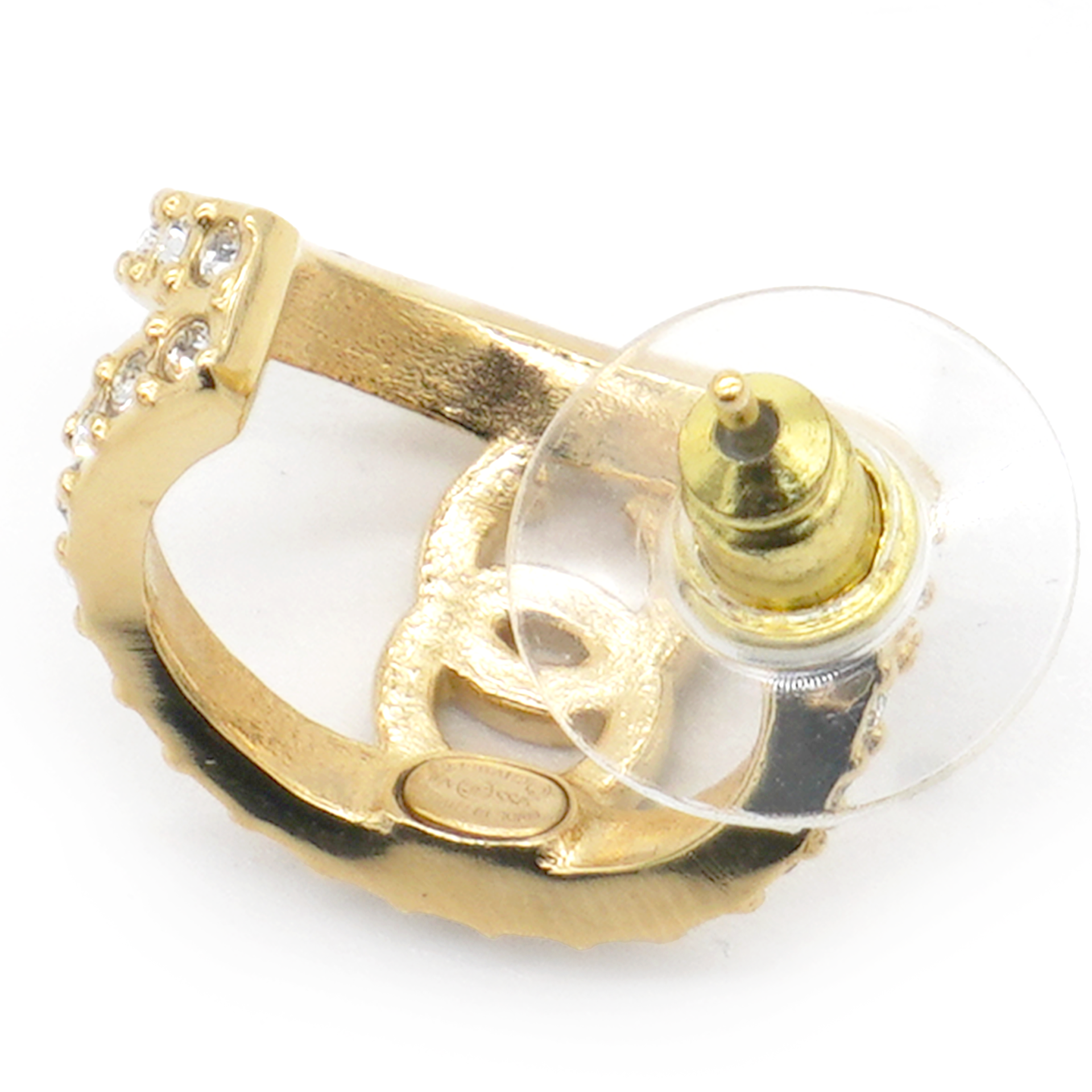 Logo CC And Gold Metal Strass Earrings Golden