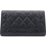 Caviar Quilted Long Flap Wallet Black