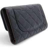 Caviar Quilted Long Flap Wallet Black