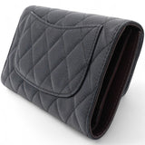 Caviar Quilted Long Flap Wallet Black