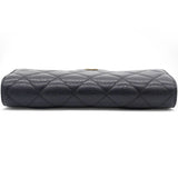 Caviar Quilted Long Flap Wallet Black