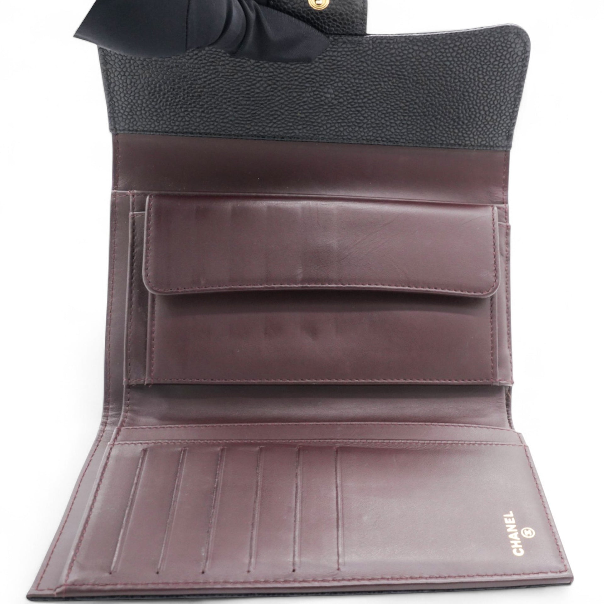 Caviar Quilted Long Flap Wallet Black