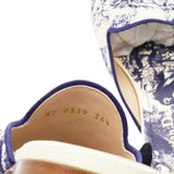 Blue/Beige Embroidered Canvas Toile De Jouy Flat Mules Size36.5