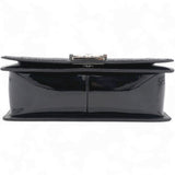 Patent Glitter PVC Chevron Quilted Medium Boy Flap Black Silver