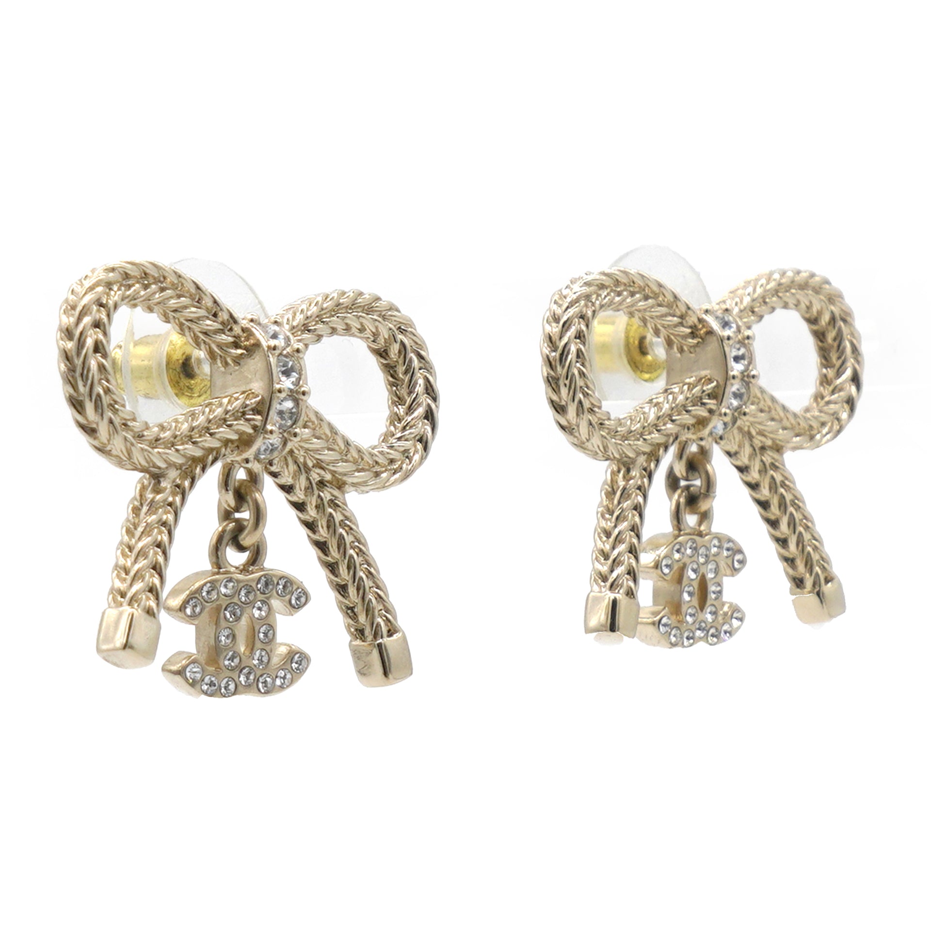 Bow Earrings With CC Logo Drop