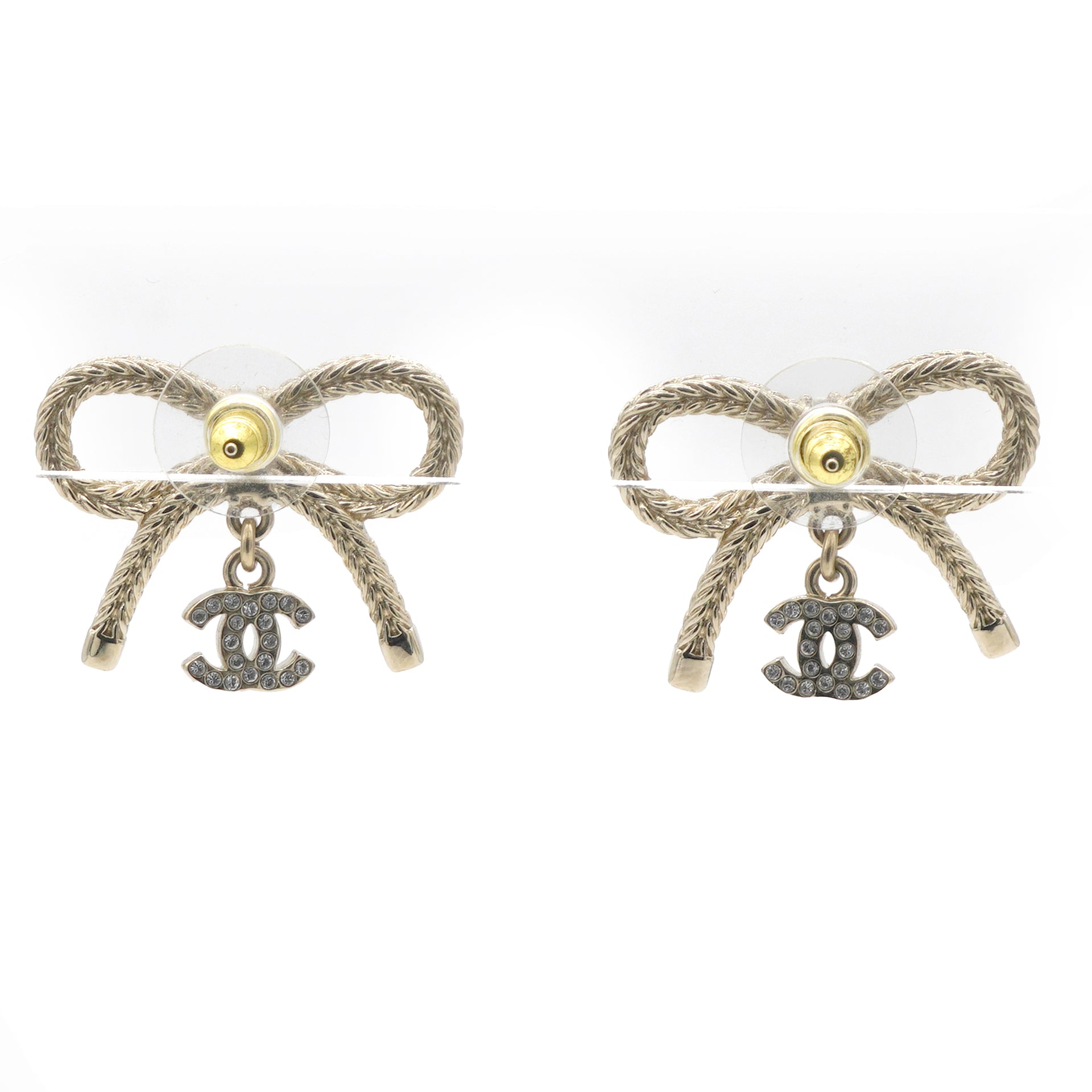 Bow Earrings With CC Logo Drop