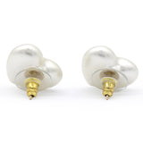 Pearl Crystal CC Heart Earrings Gold