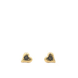 Metal Resin CC Heart Earrings Gold Black