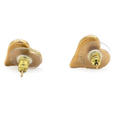 Metal Resin CC Heart Earrings Gold Black