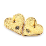 Metal Resin CC Heart Earrings Gold Black
