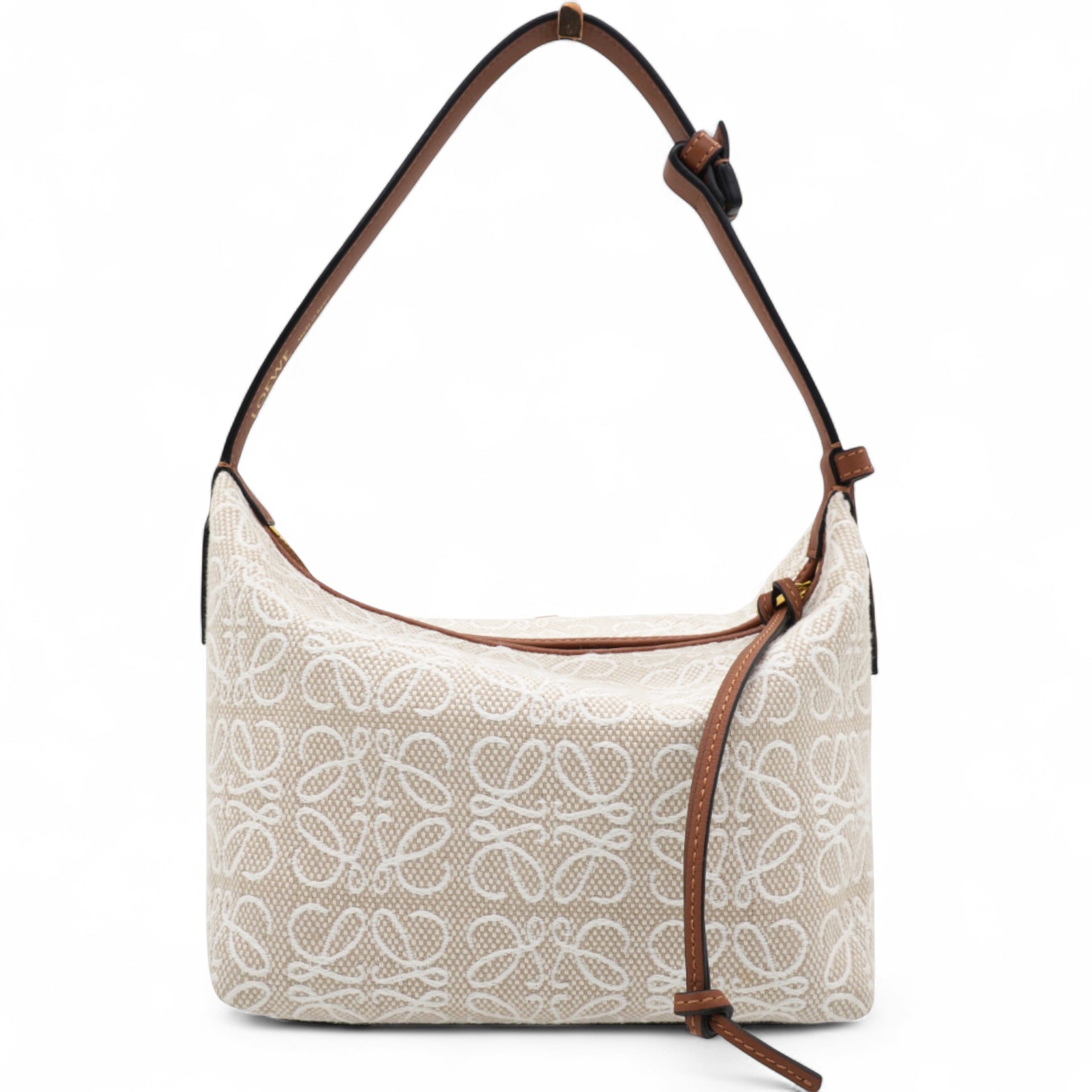 Jacquard Anagram Calfskin Small Cubi Bag Ecru Tan