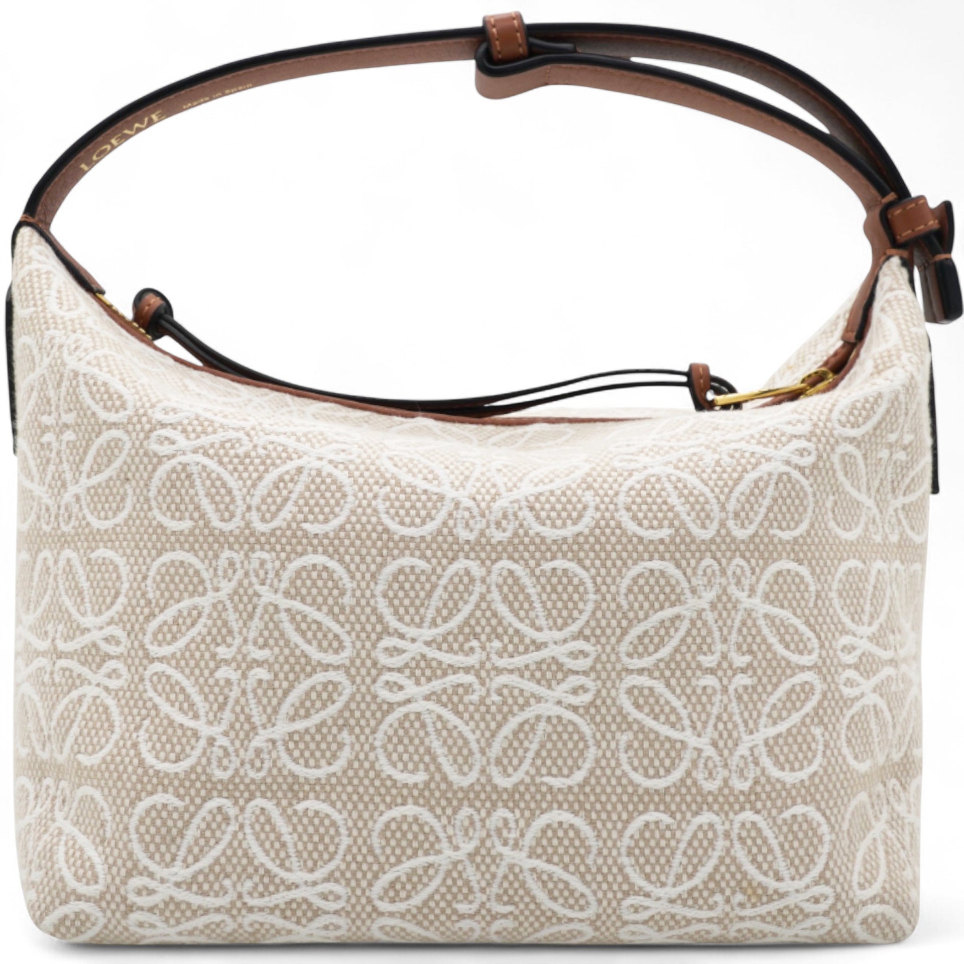 Jacquard Anagram Calfskin Small Cubi Bag Ecru Tan