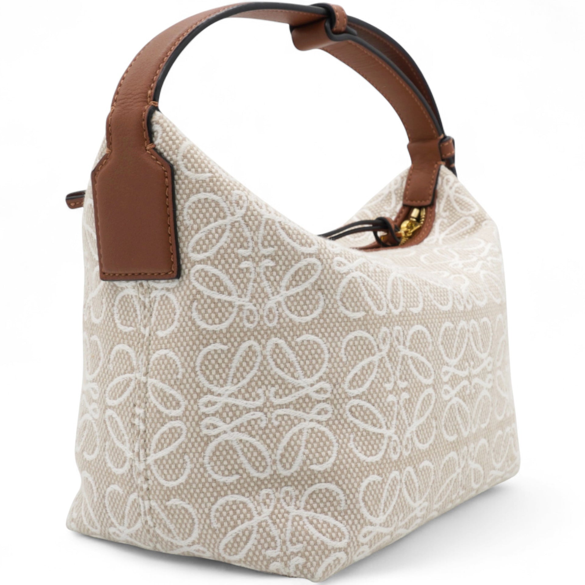 Jacquard Anagram Calfskin Small Cubi Bag Ecru Tan