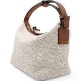 Jacquard Anagram Calfskin Small Cubi Bag Ecru Tan