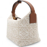 Jacquard Anagram Calfskin Small Cubi Bag Ecru Tan