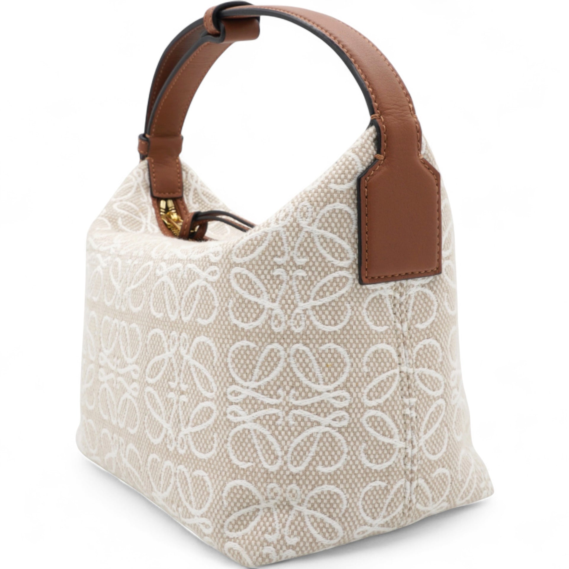 Jacquard Anagram Calfskin Small Cubi Bag Ecru Tan